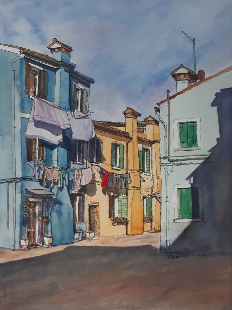 Burano Washing by Christine Dear